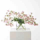 Lifelike Sweet Pea Vines Water Illusion Arrangement in Modern Glass Rectangle Vase