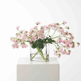 Lifelike Sweet Pea Vines Water Illusion Arrangement in Modern Glass Rectangle Vase