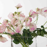 Lifelike Sweet Pea Vines Water Illusion Arrangement in Modern Glass Rectangle Vase