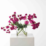 Lifelike Sweet Pea Vines Water Illusion Arrangement in Modern Glass Rectangle Vase