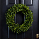 Realistic English Boxwood Leaf Front Door Wreath – 18" or 24" Everyday All Season Greenery