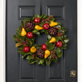 Purple Artichoke, Red Pomegranate & Golden Pear All Seasons Magnolia Fall Christmas Front Door Wreath