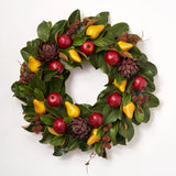 Purple Artichoke, Red Pomegranate & Golden Pear All Seasons Magnolia Fall Christmas Front Door Wreath