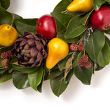 Purple Artichoke, Red Pomegranate & Golden Pear All Seasons Magnolia Fall Christmas Front Door Wreath