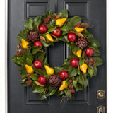 Purple Artichoke, Red Pomegranate & Golden Pear All Seasons Magnolia Fall Christmas Front Door Wreath