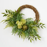 Garden Bounty - Green Artichoke, Rosemary & Mixed Fern Greenery Asymmetrical Everyday Front Door Wreath