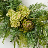 Garden Bounty - Green Artichoke, Rosemary & Mixed Fern Greenery Asymmetrical Everyday Front Door Wreath