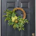 Garden Bounty - Green Artichoke, Rosemary & Mixed Fern Greenery Asymmetrical Everyday Front Door Wreath