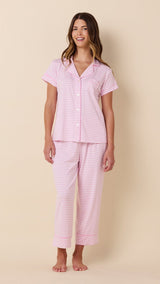 Essential Stripe Pima Knit Capri Set - Pink Moment