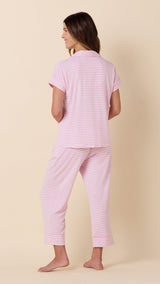 Essential Stripe Pima Knit Capri Set - Pink Moment