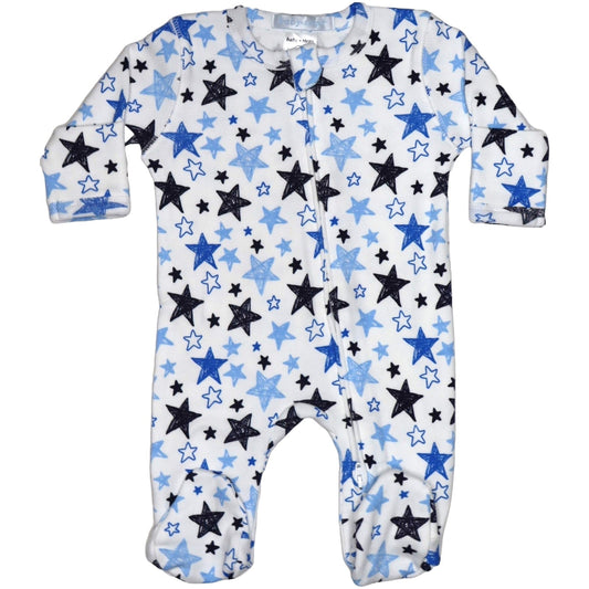💫 Baby Two-Way Zipper Footie - Blue Doodle Stars