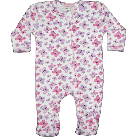 😎Baby Two-Way Zipper Footie - Butterflies