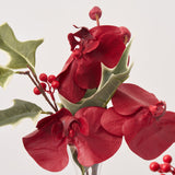 Elegant Burgundy Orchid & Holly Berry Leaf in Mini Queensland Fluted Vase Mini Holiday Arrangement Water Illusion Set of 2