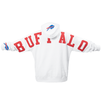 NFL BUFFALO BILLS WINGSPAN MEN'S DROP SHOULDER PO HOODIE (WHITE)