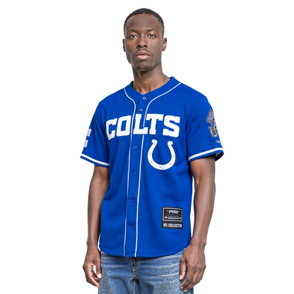 NFL INDIANAPOLIS COLTS CLASSIC MEN'S MESH BUTTON DOWN JERSEY (ROYAL BLUE)