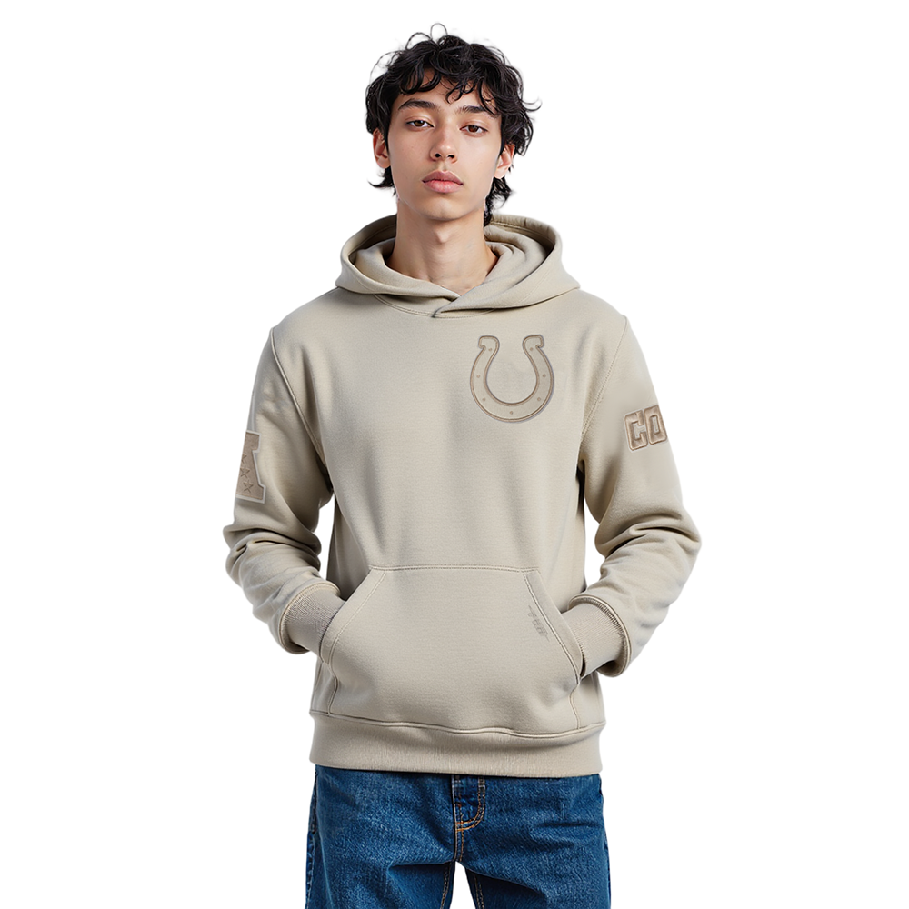 NFL INDIANAPOLIS COLTS NEUTRAL MEN'S DROP  SHOULDER FLC PO HOODIE (TAUPE)
