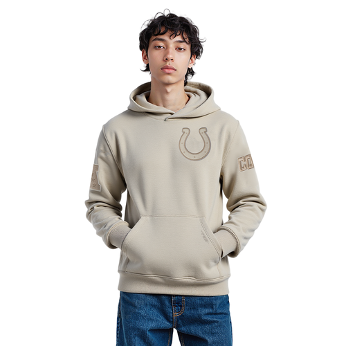 NFL INDIANAPOLIS COLTS NEUTRAL MEN'S DROP  SHOULDER FLC PO HOODIE (TAUPE)