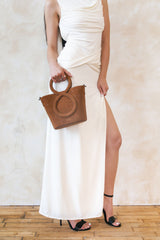Infinity Bag - Coffee Brown Croc Embossed Suede