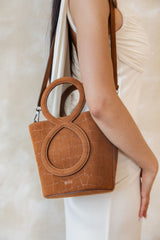 Infinity Bag - Coffee Brown Croc Embossed Suede