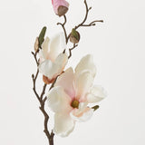 Light Pink Magnolia Blossom & Bud Multiple Blooming Branch Stem Spray - 19"