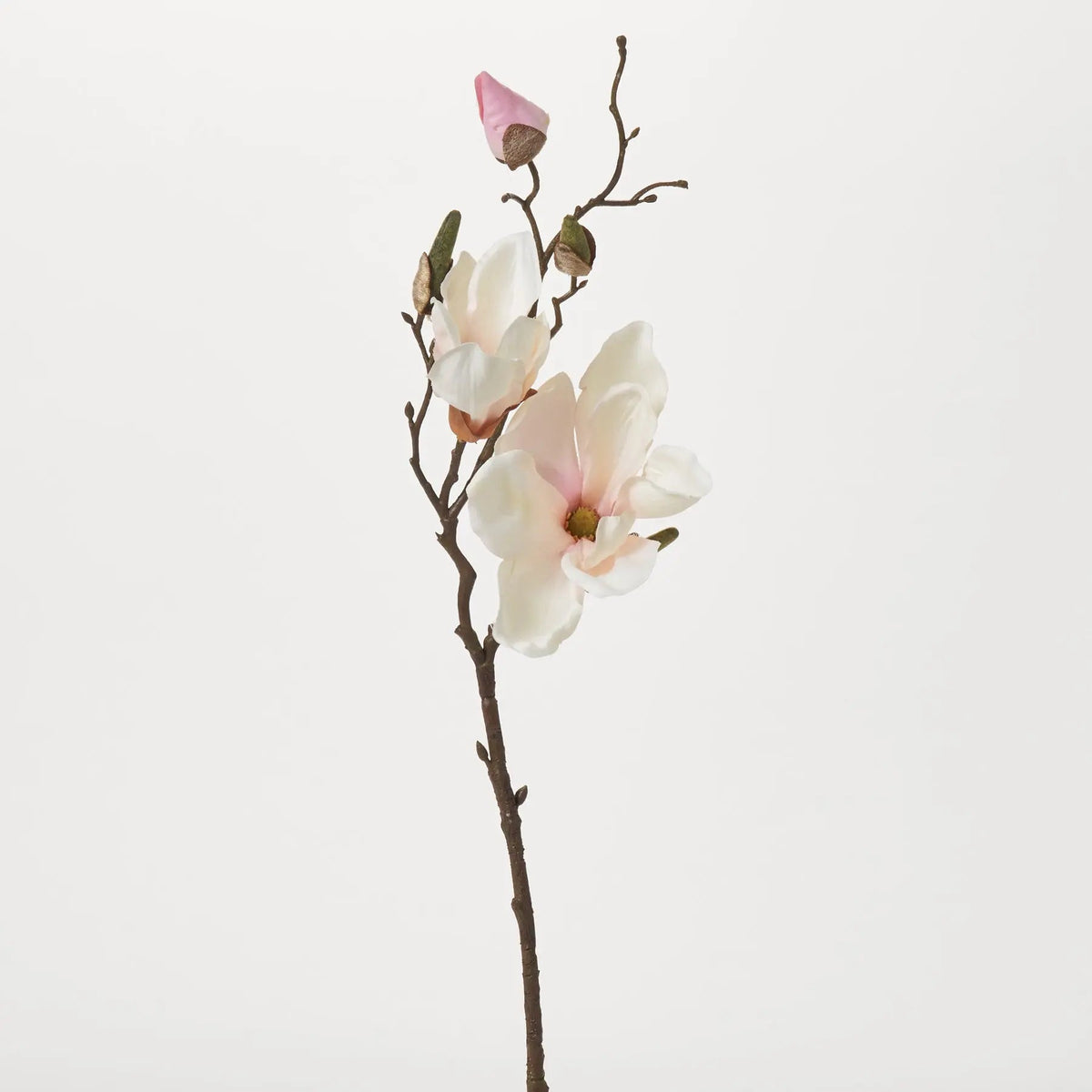 Light Pink Magnolia Blossom & Bud Multiple Blooming Branch Stem Spray - 19"