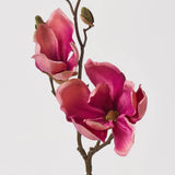 Fuchsia Magnolia Blossom & Bud Multiple Blooming Branch Stem Spray - 19"