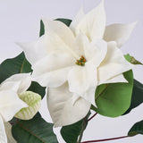 Lifelike Winter White Poinsettia Large Bloom Spray Holiday Floral Stem - 39"