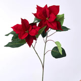 Lifelike Christmas Red Poinsettia Large Bloom Spray Holiday Floral Stem - 39"