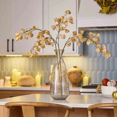 Beige Chinese Lanterns Tree Branch Pods Faux Floral Stem Spray - 38"