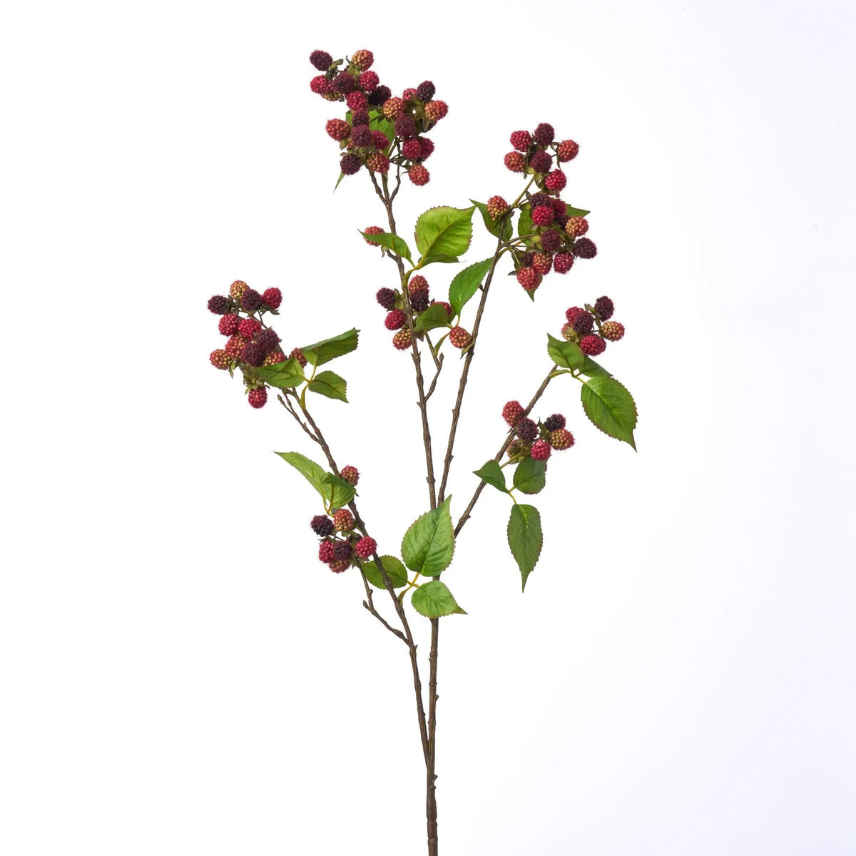 Lifelike Mauve Burgundy Raspberry Cluster Stem Faux Fruit Large Branch - 42"