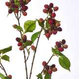 Lifelike Mauve Burgundy Raspberry Cluster Stem Faux Fruit Large Branch - 42"