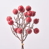 Iced Sugared Large Red Berries Faux Winter Branch Bundle of 3 Stems - 13"