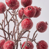 Iced Sugared Large Red Berries Faux Winter Branch Bundle of 3 Stems - 13"