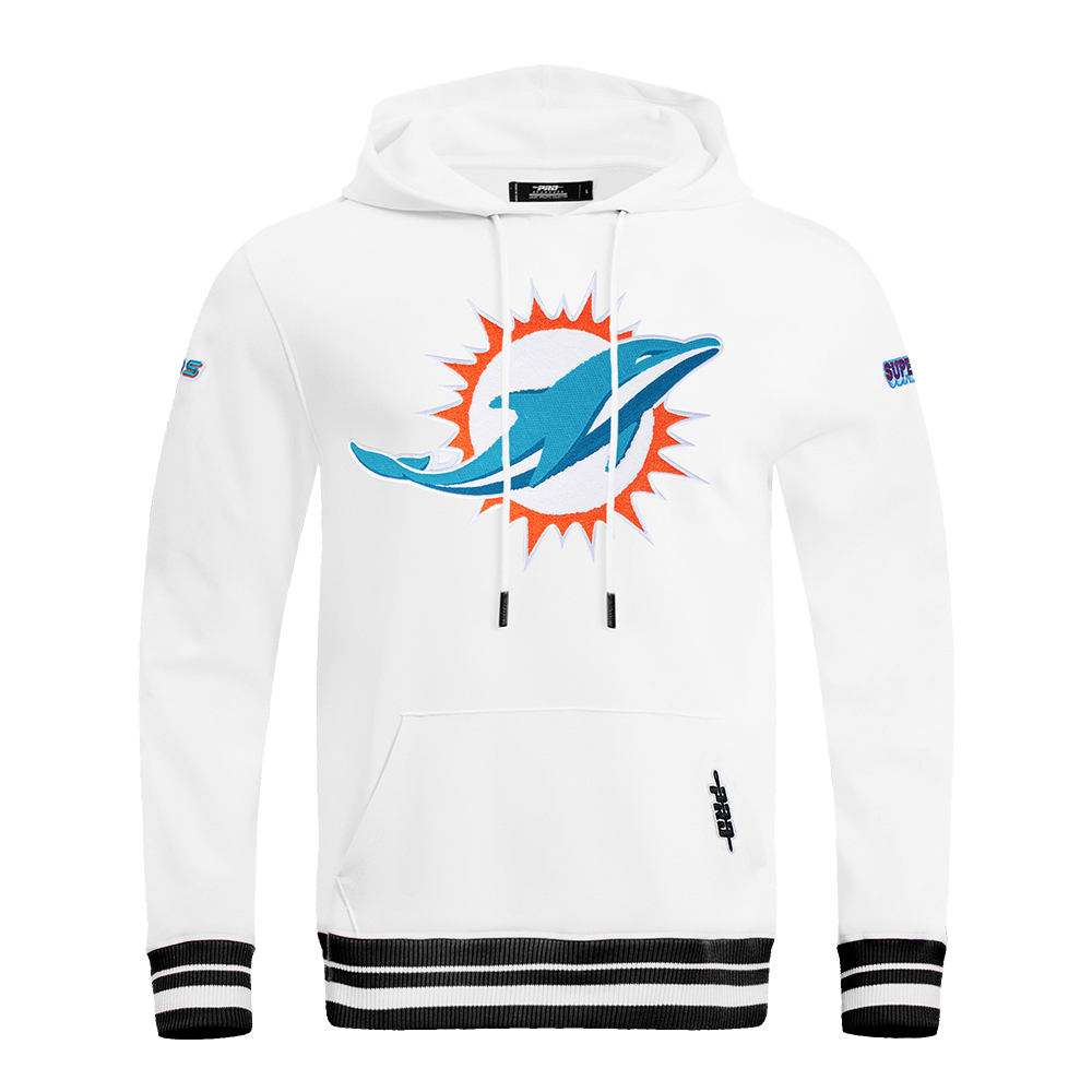 NFL MIAMI DOLPHINS MASHUP MEN'S RIB PULLOVER HOODIE (WHITE/BLACK)
