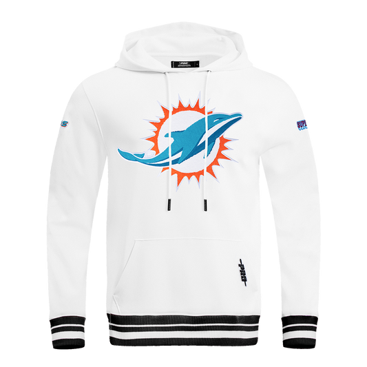 NFL MIAMI DOLPHINS MASHUP MEN'S RIB PULLOVER HOODIE (WHITE/BLACK)