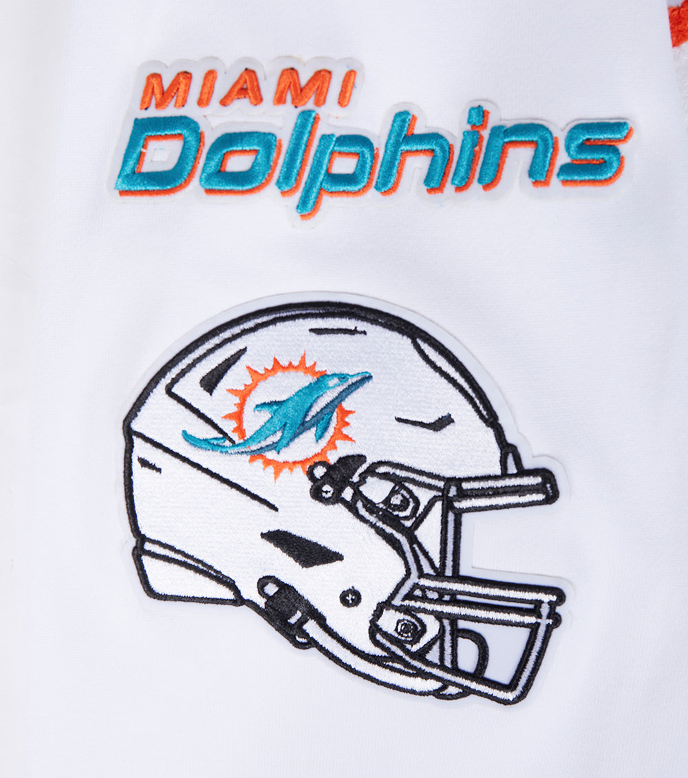 NFL MIAMI DOLPHINS MASHUP MEN'S RIB PULLOVER HOODIE (WHITE/BLACK)