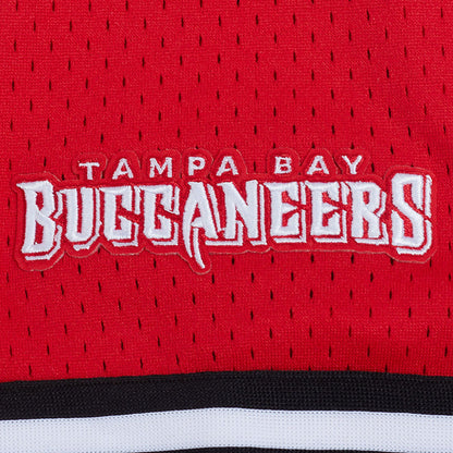NFL TAMPA BAY BUCCANEERS SCRIPT TAIL MEN'S MESH BUTTON DOWN SHIRT (RED/BLACK)