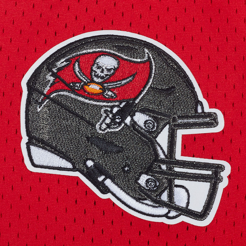 NFL TAMPA BAY BUCCANEERS SCRIPT TAIL MEN'S MESH BUTTON DOWN SHIRT (RED/BLACK)