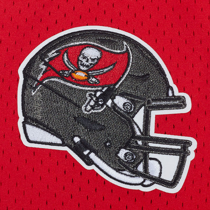 NFL TAMPA BAY BUCCANEERS SCRIPT TAIL MEN'S MESH BUTTON DOWN SHIRT (RED/BLACK)