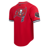 NFL TAMPA BAY BUCCANEERS SCRIPT TAIL MEN'S MESH BUTTON DOWN SHIRT (RED/BLACK)