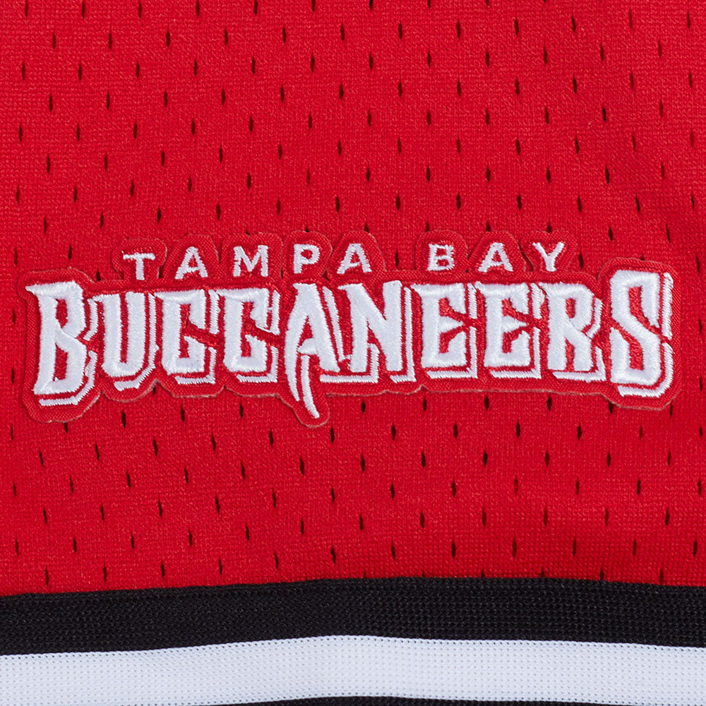 NFL TAMPA BAY BUCCANEERS SCRIPT TAIL MEN'S MESH BUTTON DOWN SHIRT (RED/BLACK)