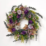 Witches Brew - Purple Pumpkin, Berries, Roses, & Dark Grey Eucalyptus with Green Amaranthus Fall Front Door Wreath