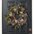Witches Brew - Purple Pumpkin, Berries, Roses, & Dark Grey Eucalyptus with Green Amaranthus Fall Front Door Wreath