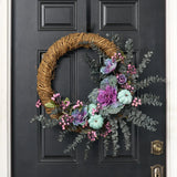 Spellbound - Purple Cabbage, Purple Berry, Teal Pumpkin & Eucalyptus Front Door Halloween Fall Wreath