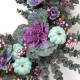 Spellbound - Purple Cabbage, Purple Berry, Teal Pumpkin & Eucalyptus Front Door Halloween Fall Wreath