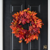 Autumn Blaze Red Maple & Oak Leaf Bittersweet Berry Fall Front Door Mantel Wreath