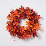 Autumn Blaze Red Maple & Oak Leaf Bittersweet Berry Fall Front Door Mantel Wreath
