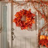 Autumn Blaze Red Maple & Oak Leaf Bittersweet Berry Fall Front Door Mantel Wreath