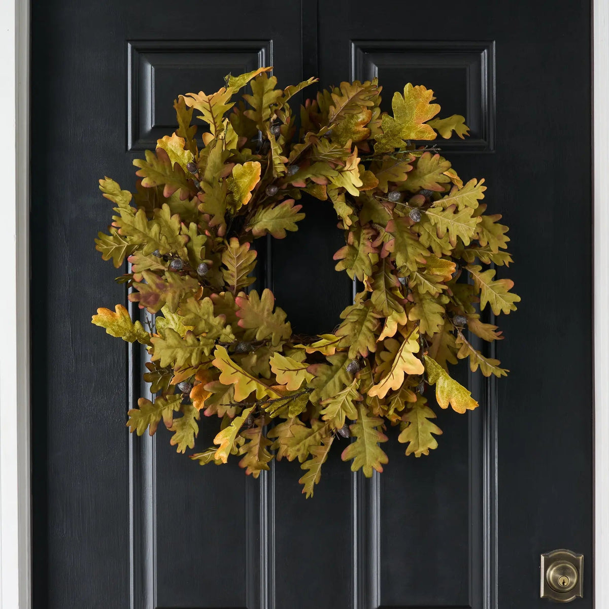 Autumn Green Oak Leaf & Brown Acorn Fall Front Door Wreath - Available in 2 Sizes