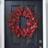 Red Japanese Maple Leaf Classic Fall Wreath Front Door Autumn Decor
